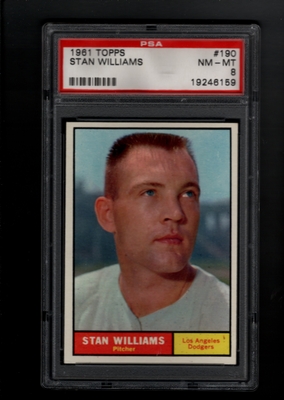1961 Topps #190 Stan Williams  PSA 8 NM-MT  LOS ANGELES DODGERS